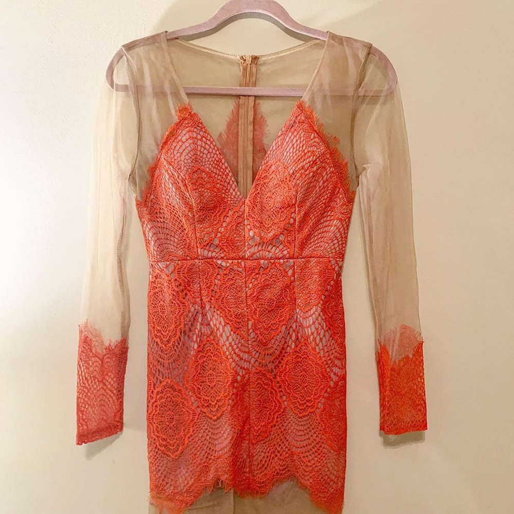 Orange Lace cocktail dress